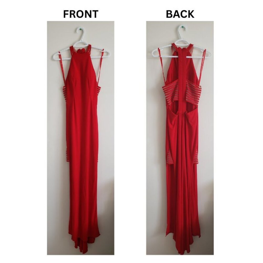 ❤️ Faviana Red Prom Dress Size 8 – Rare Formal Gown Like New Fit & Flare + Train